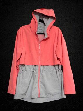 Field & Stream Coral Gray Anorak Hooded Rain Jacket Windbreaker Women’s XL
